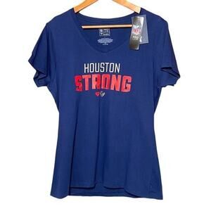 NFL Pro Line Fanatics Texans Women's Navy Houston Strong V-Neck Shirt Size L NWT